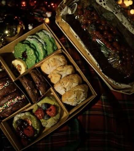 Assorted box of small cakes and pastries